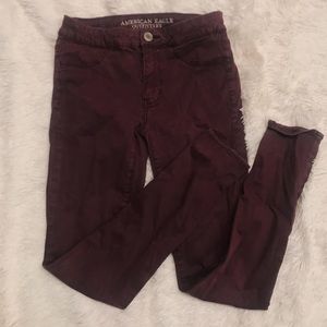 American Eagle Maroon Stretchy Jeans